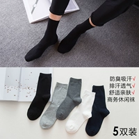 Tre ck vớ nam kinh doanh cotton mùa thu và mùa hè rắn màu ống tre sợi khử mùi wicking thoáng khí nam shop tat dep gia re