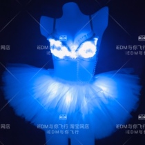 Luminous suit female rave bra luminous tutu skirt suit pearl pendant luminous bra isy edc bar