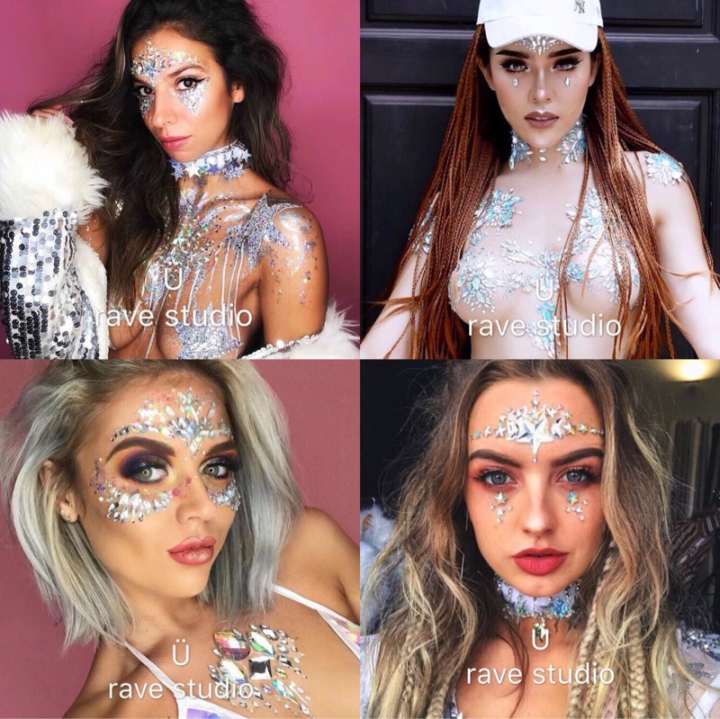 European and American EDM music festival party makeup eyes face rhinestone face diamond stickers net red color diamond jewelry