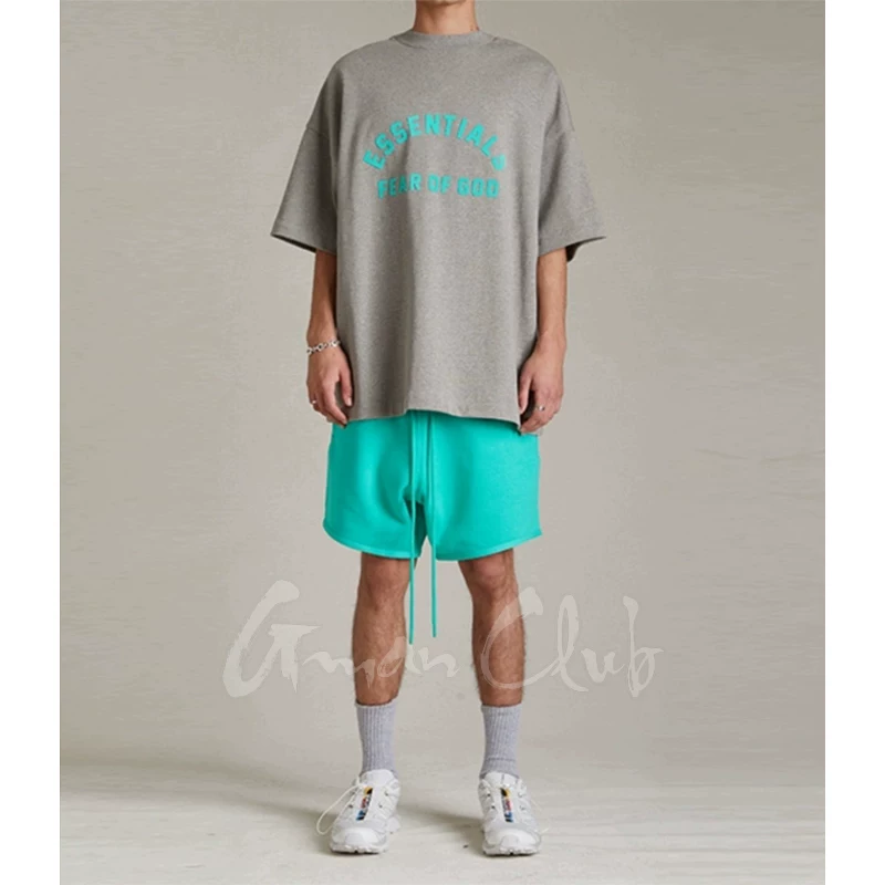 FOG Essentials тяжелая короткая футболка Gman High Street контрастный цвет хлопок 2024 весна 100% хлопок круглый вырез универсальная для всех сезонов