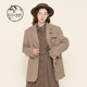 D-HARRY/迪哈利卡其色复古西装外套女中长款外穿西服DH224A95620D