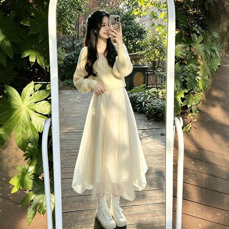 Autumn Long Skirt for Women, Long Gauze Skirt with a Super Fairy-Like Design, Irregular Mesh Skirt, Stunning for Travel Outfits Autumn Long Skirt for Women, Long Gauze Skirt with a Super Fairy-Like Design, Irregular Mesh Skirt, Stunning for Travel Outfits