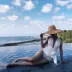 Người nổi tiếng Sanya-net Hepburn kỳ nghỉ suối nước nóng retro ins màu trắng áo tắm một mảnh nữ ngực nhỏ dây đai Âu Mỹ - Bộ đồ bơi One Piece
