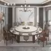 Hotel electric dining table Large round table New Chinese style 15 people 20 people automatic turntable Hotel banquet box Hot pot table and chair