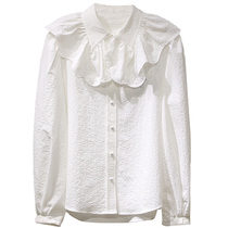 D-womens new A1CAB1102 ruffle large lapel shirt A1CAB110281