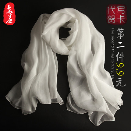 春秋薄款丝巾ins围巾棉麻百搭女纯白色亚麻20
