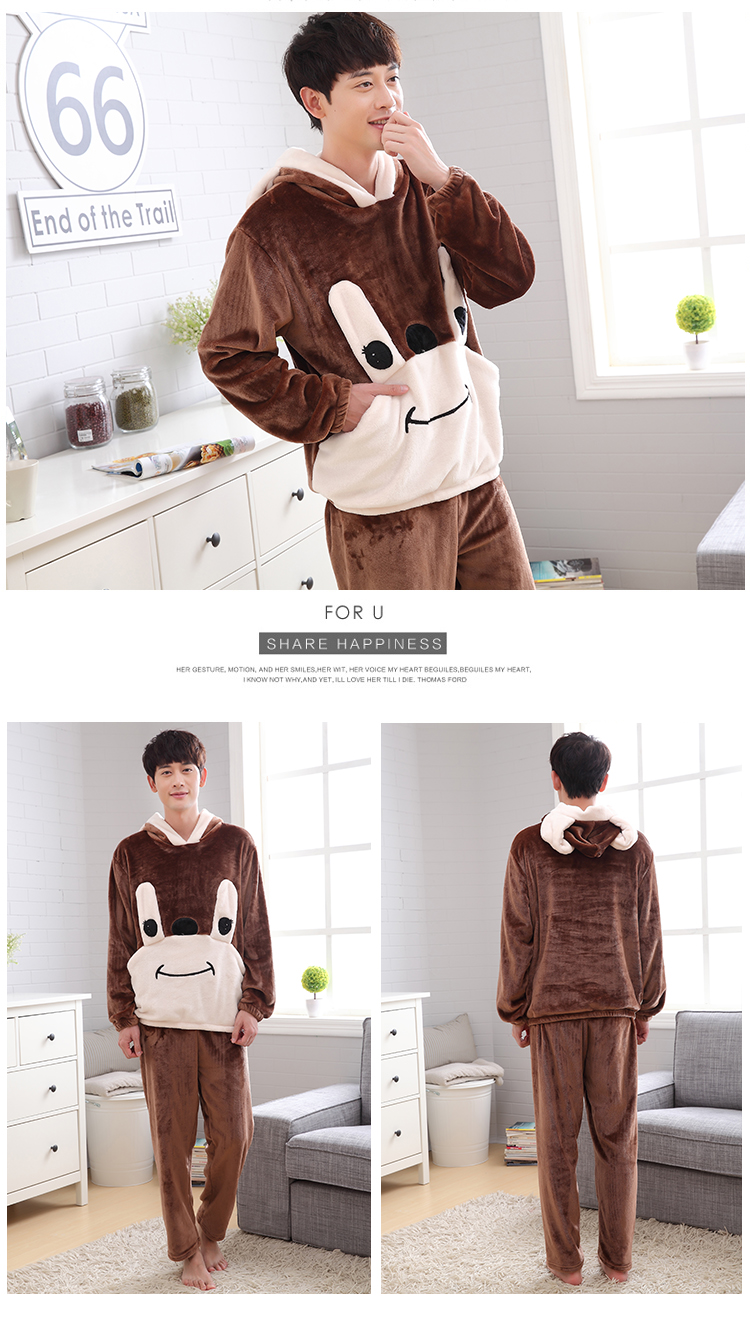 Mùa thu và mùa đông cộng với nhung dày nam đồ ngủ nhung san hô Thanh niên flannel cộng với phân bón ấm áp XL đồ pijama nam