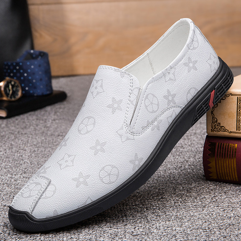 Spring new fashion beanie shoes men's leather breathable casual leather shoes trendy soft-soled men's shoes all-match driving shoes