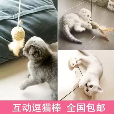 Cat toy tease stick cat catch diy Bell feather mouse fish cat cat cat tease stick pet cat supplies