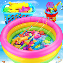 Childrens fishing toy magnetic pole boys girls baby baby fishing drama pool suit 3 - 6 years old 2 pu wisdom