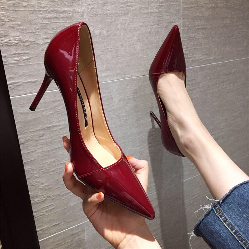 High Heels Women 2022 Spring New Design Sense a little crowdsourced Sexy Pointy Thin Heel Red Bag Shoe Temperament