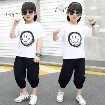 312童装男童短袖套装夏装2021新款帅气纯棉儿童夏季衣服两件套潮