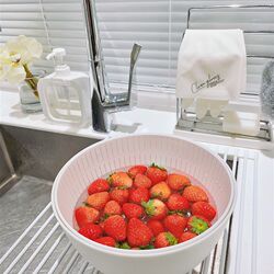 Japanese simple household kitchen white double-layer drain washing basket washing basin fruit basin fruit Z vegetable basket washing basket