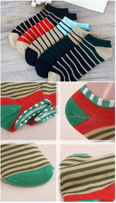 Quần sọc bảy ngày cotton nam retro ống mùa thu và mùa đông mẫu thời trang xu hướng sinh viên khử mùi thoáng khí thấm mồ hôi - Vớ thể thao