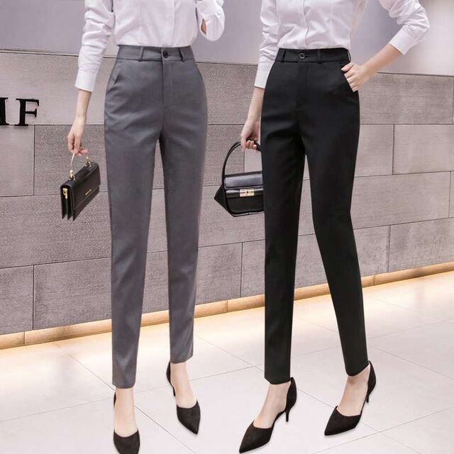 Spring high-waisted suit trousers, work pants, women's professional trousers, women's high-waisted trousers, N overalls, small feet suit pants, spring