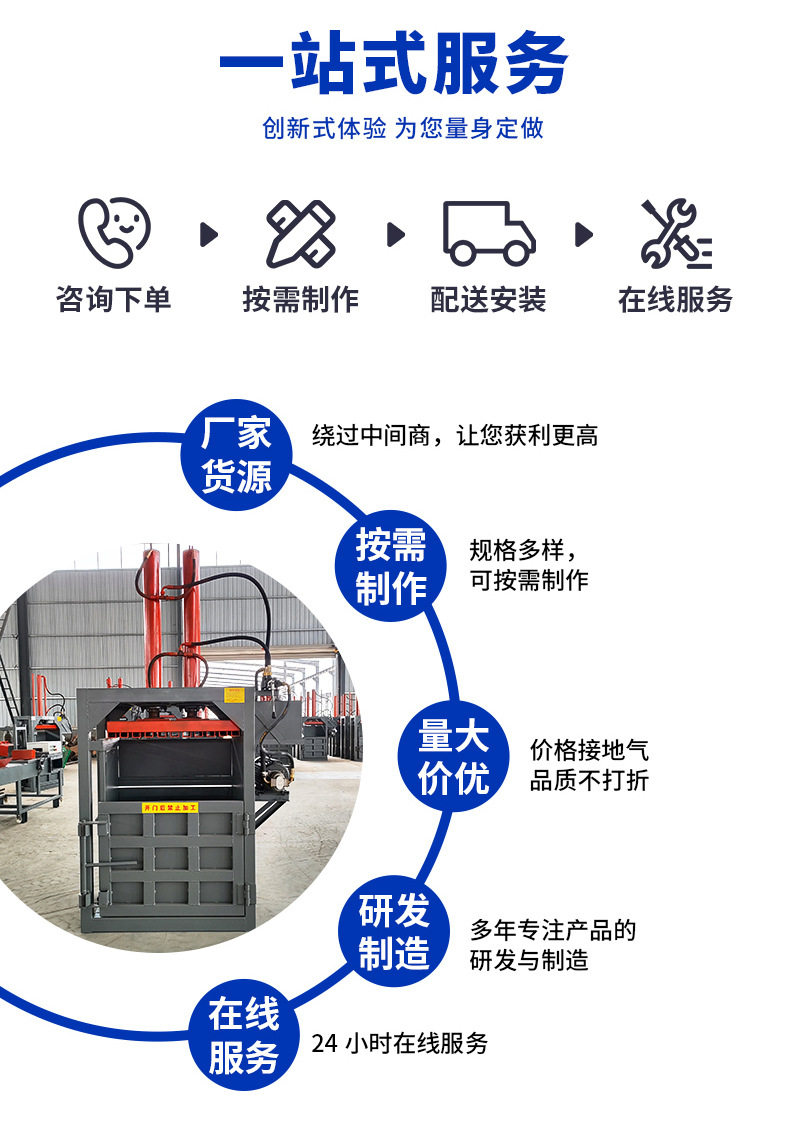 重型袋 小型立式废品打包机 纸箱编织袋吨包薄膜压缩打捆机