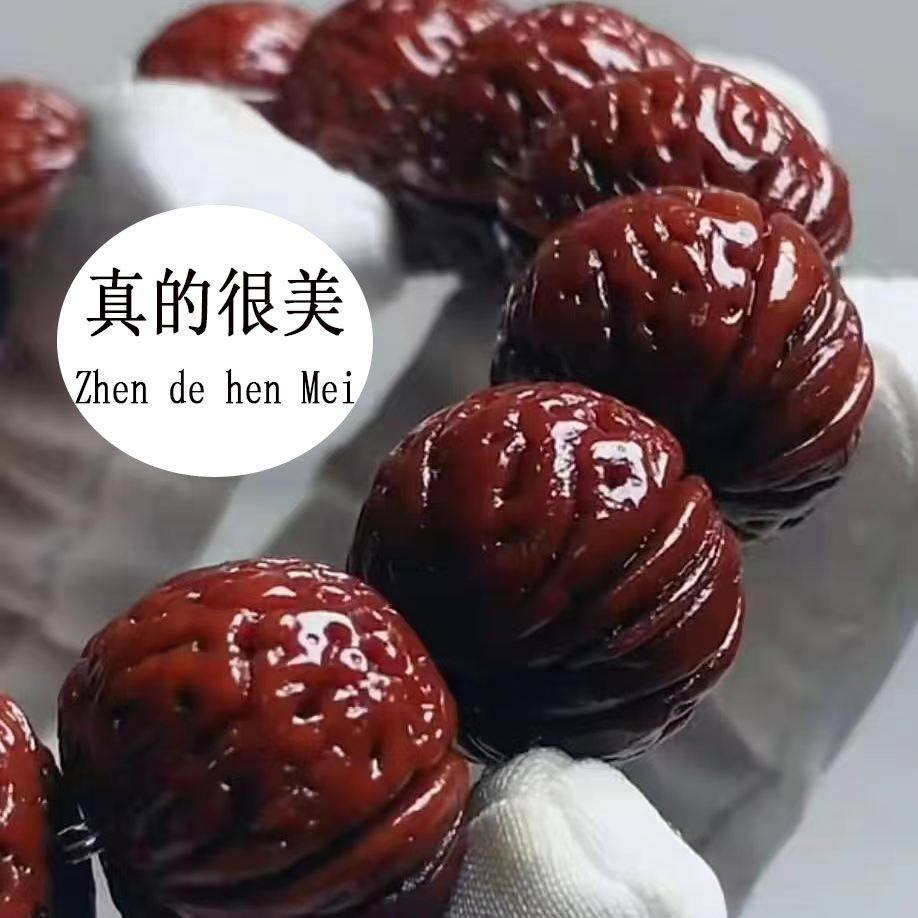 山桃核手串纯野生天然脑纹桃核手串大文玩核桃盘玩男菩提手链,爆浆级收藏品!-紫檀-淘宝好物网
