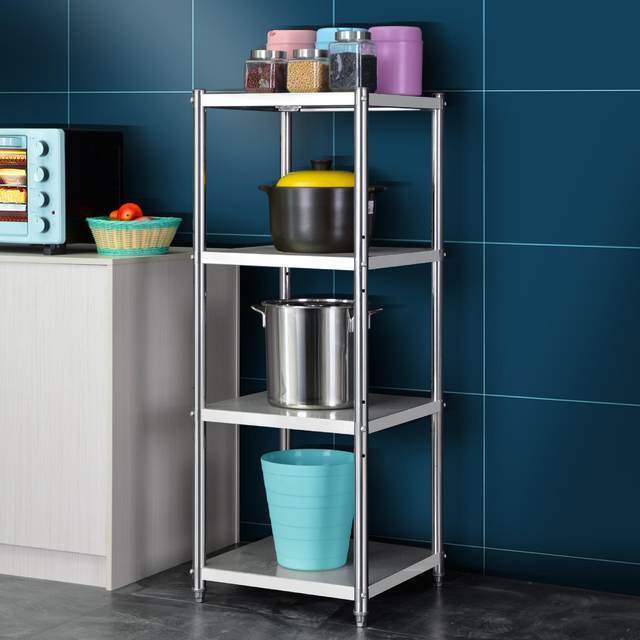 Storage rack stainless steel pot rack living room bathroom storage rack floor-standing kitchenware rack small rack