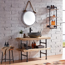 B & B Retro antique loft Industrial wind Wrought iron basin cabinet Nordic wind wash basin Bathroom cabinet combination