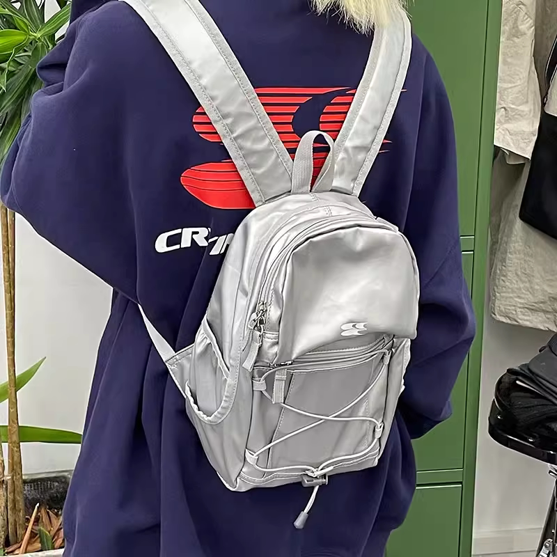 Crying Center Classic Mini Silver Hiking Bag Picnic Bag Small Backpack Double Shoulder Backpack Crying Center