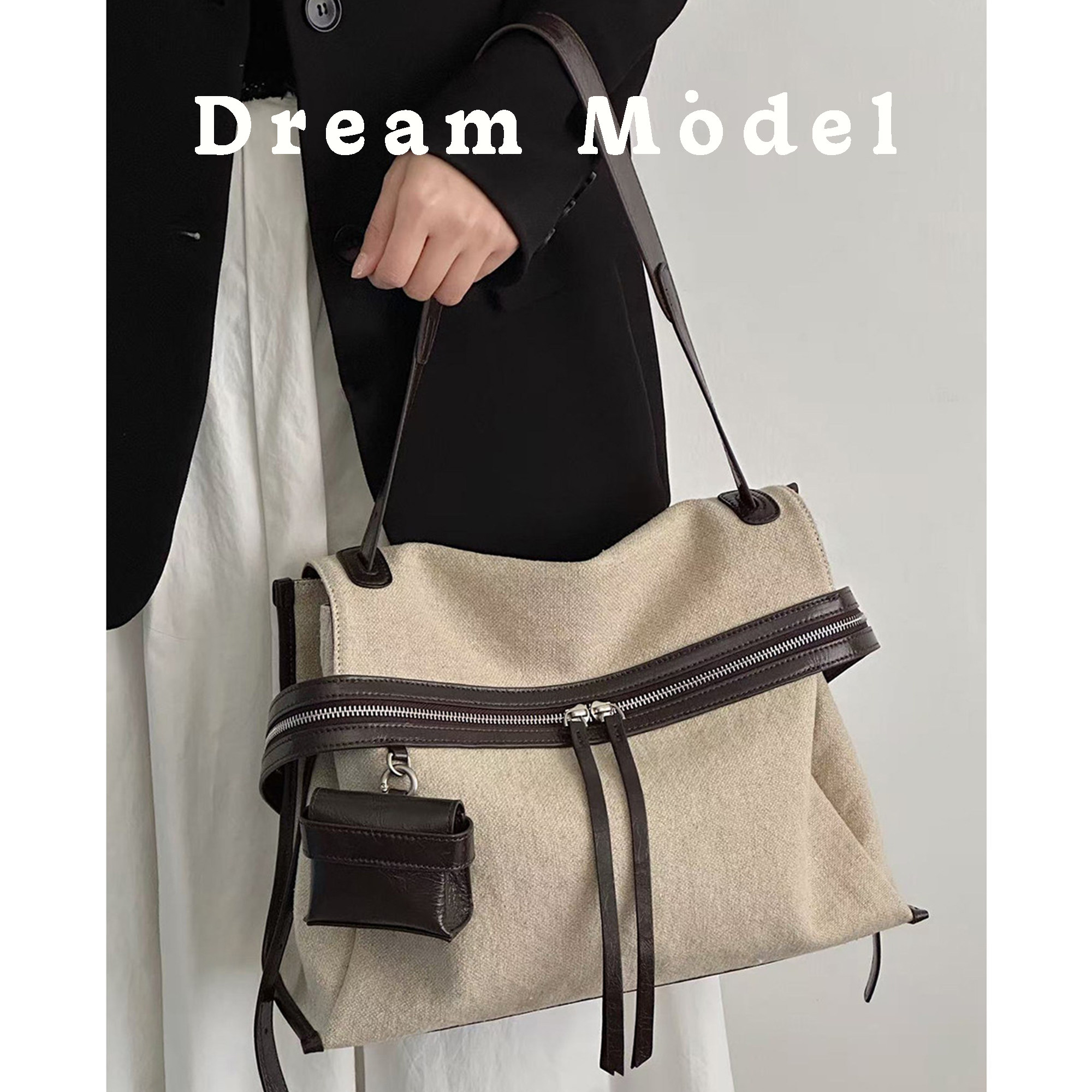 DreamModel простая сумка-мессенджер с вышивкой из хлопка и льна, женская сумка-мессенджер для пригородных поездок большой емкости, сумка для подмышек, повседневная сумка-мессенджер через плечо
