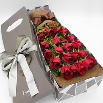 Valentines Day Flowers 33 Pink Champagne White Roses Gift box Birthday Shanghai Express same day delivery with City florist