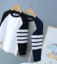 Balacara handsome gas four bars boy pure cotton long sleeve T-shirt children CUHK child spring and autumn style undershirt insert shoulder