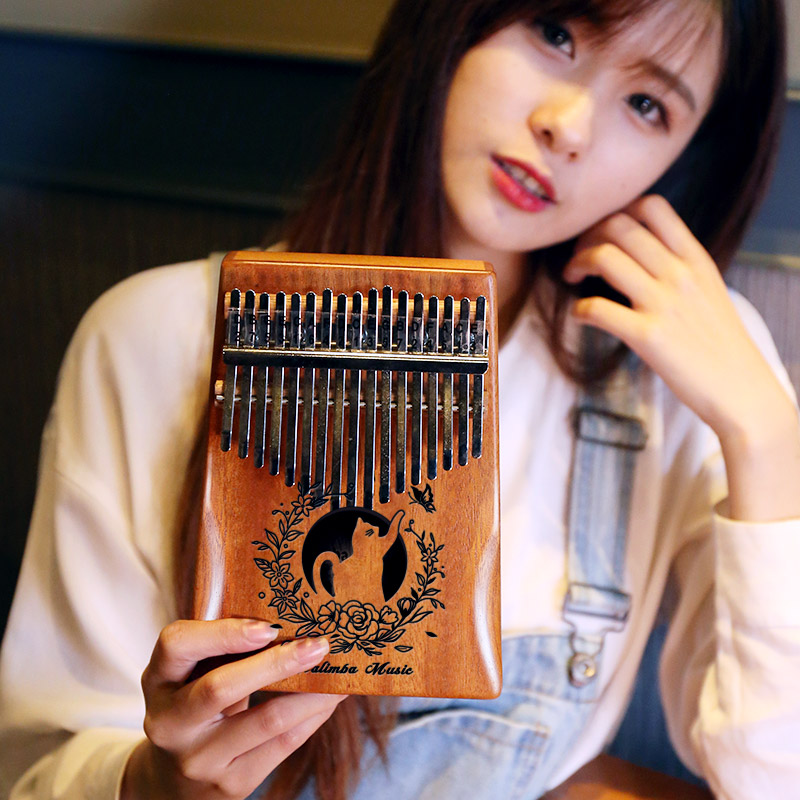 Thumb piano 21 tone Kalimba 17 sound beginner girl portable finger piano retro instrument