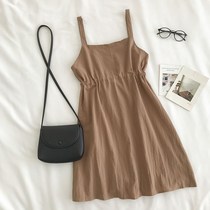 Summer 2020 new Korean version Art and art retro laces collection waist display slim single row of cotton hemp harnesses even dress women wave