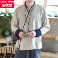 Phong cách Trung Quốc trang phục cổ Hanfu nam lanh crossbody retro áo khoác gió kích thước lớn lỏng quốc phục mùa thu Tang quần áo thể thao nam