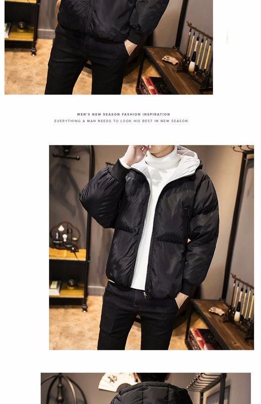 Cặp vợ chồng hai mặt quần áo bánh mỳ nam dày cotton mùa đông Trung Quốc cần cẩu thêu kích thước lớn áo cotton Hàn Quốc