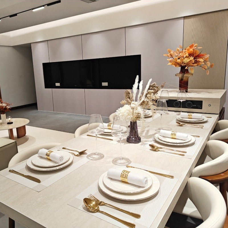 European-Style Simple and Luxurious Model Home Dining Table Setting Western Tableware Set Sales Office Furniture Store Table Setting