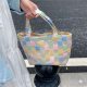 Coke Retro Candy-Colored Embossed Checkered Handbag for Women, Autumn Commuting Versatile Casual Girly Lunch Bag Trendy