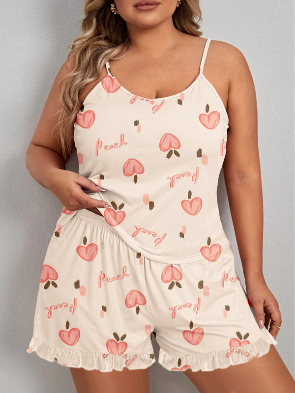 5XL Large Pajama Women Cute Printed Camisole Shorts Set 2026 5XL Large Pajama Women Cute Printed Camisole Shorts Set 2026
