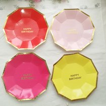 European and American hot stamping paper plate disposable party paper plate color childrens birthday cake dinner plate paper towel party