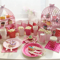 New paper three-layer birdcage cake stand pink party disposable tableware wedding birthday party decoration supplies