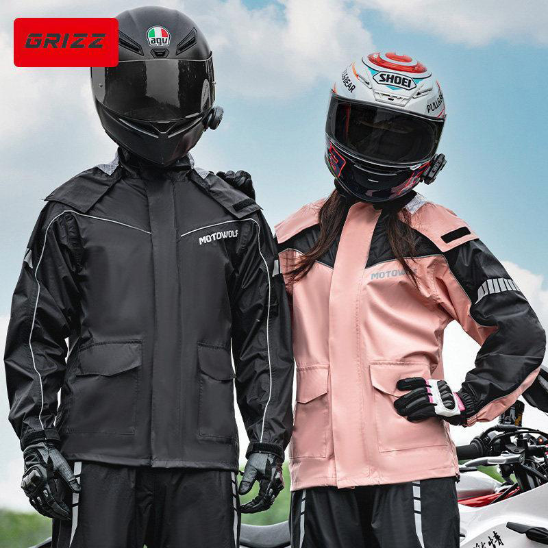 German Electric Motorcycle Raincoat and Rain Pants Set, Motorcycle Travel Riding Split Rain Poncho, Heavy Rain Protection Clothing, Waterproof