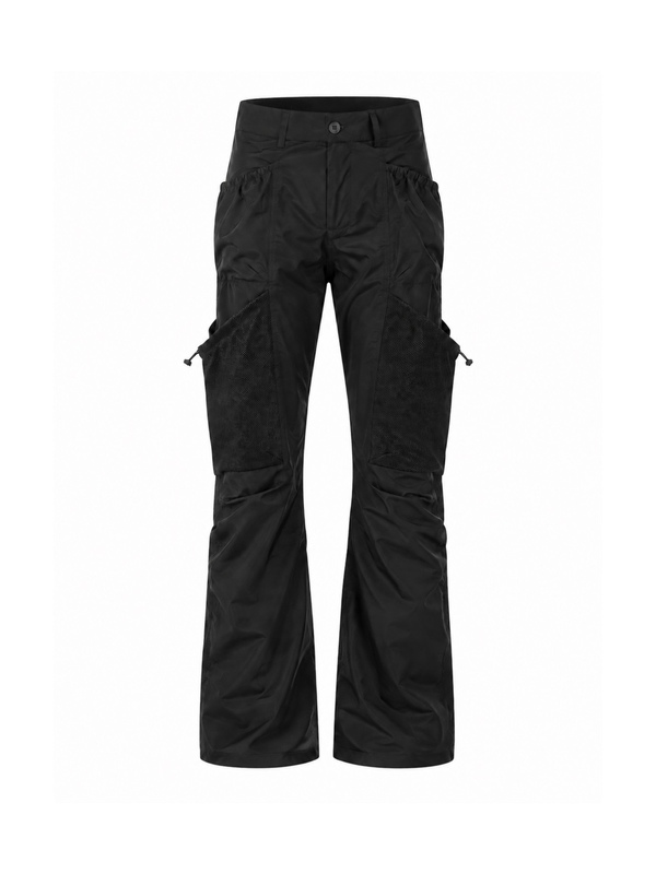 Yoelrey American Retro Black Work Pants with Multiple Pockets, Loose Casual Long Pants for Men and Women