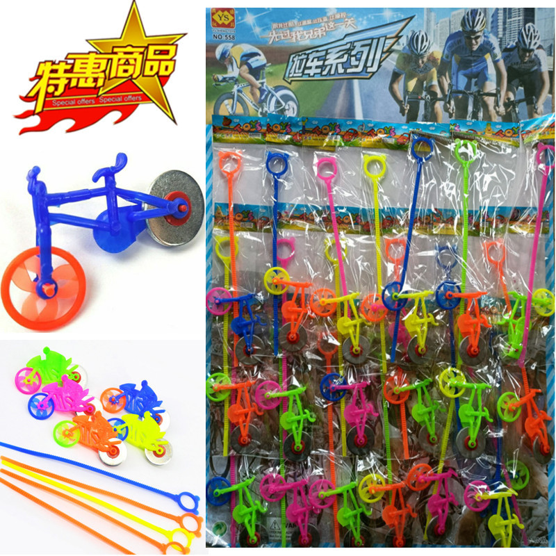 Children's Student Pull-Along Toy Plastic Mini Pull-To-Go Bicycle with Sound Superhero Slap Scooter Cartoon Maze