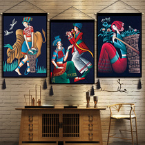 Bed and breakfast decoration hanging cloth Ethnic Fengyun South character hanging painting Hotel Hotel inn Bedroom living room Fabric tapestry