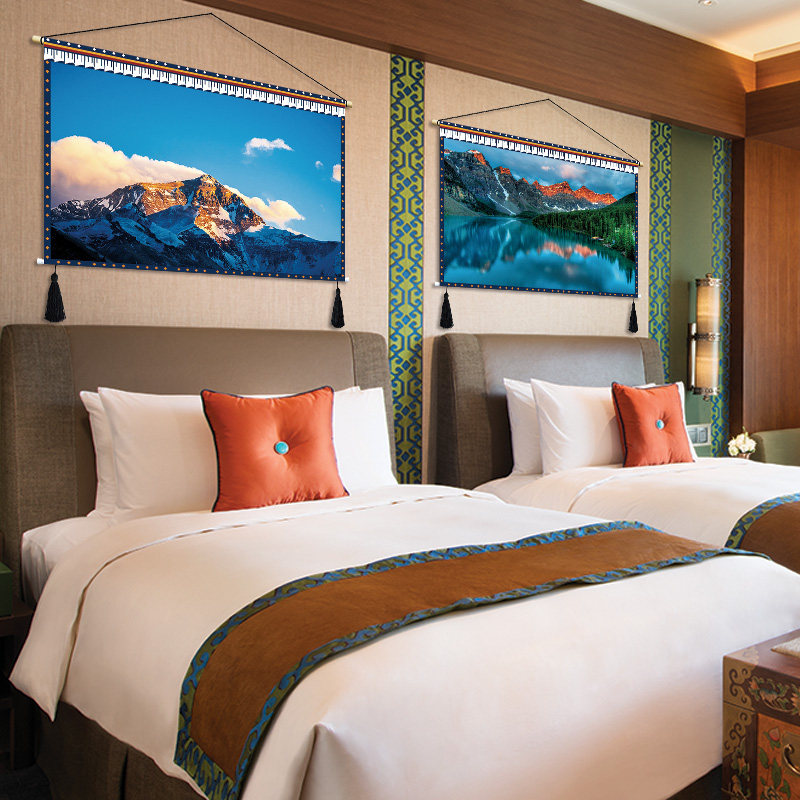 Tibet scenery Snow Mountain hanging paintings hanging cloth Qingzang scenery cloth painting Living room Background Mind hotel Restaurant cloth art tapestry