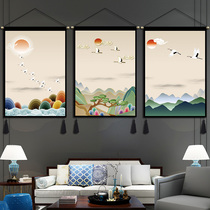 New Chinese landscape crane fabric hanging painting Bedroom headboard Living room sofa background cloth Decorative painting Hanging cloth tapestry