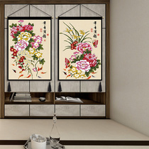 Flowers bloom rich and rich More than a year Chinese style hanging painting Chinese style bedroom headboard living room background decorative painting Tapestry hanging cloth