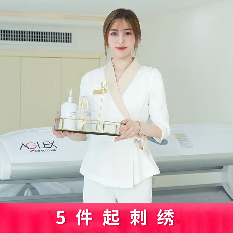 Dochi 2022 beautician works to serve spring and summer health preserving clubhouse tooling skin management beauty salon work clothes woman