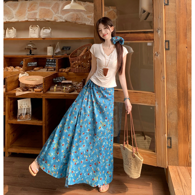 Yunnan Dali Xishuangbanna Travel Outfit Talande Oil Painting Floral Island Set Long Skirt Dress Summer