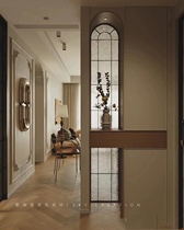 French retro entrance screen partition outside the window wall decoration mirror glass wall decoration art false window creative arch