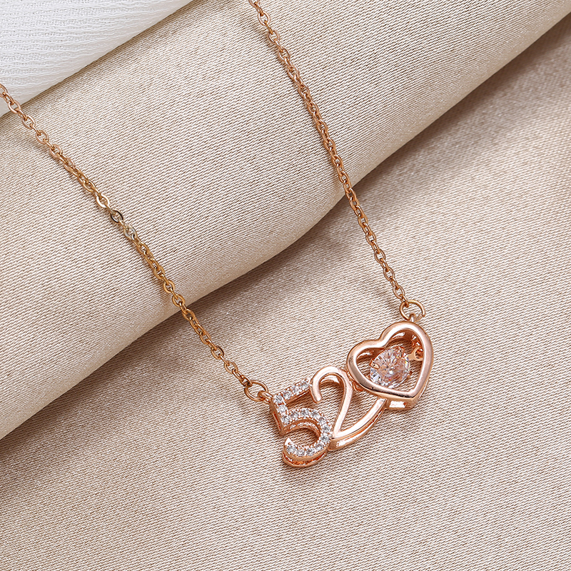 520 Necklace Female Titanium Steel Clavicle Chain Net Red Jewelry Pendant Rose Gold Fading Gift For Girlfriend I Love You