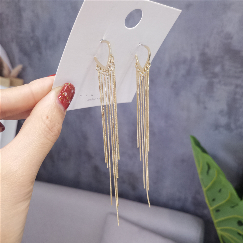 Small Crowdline Loving Silver Needle Streaming Suearrings Woman Long Version Earrings 2020 New Temperament Slim EAR ORNAMENTS