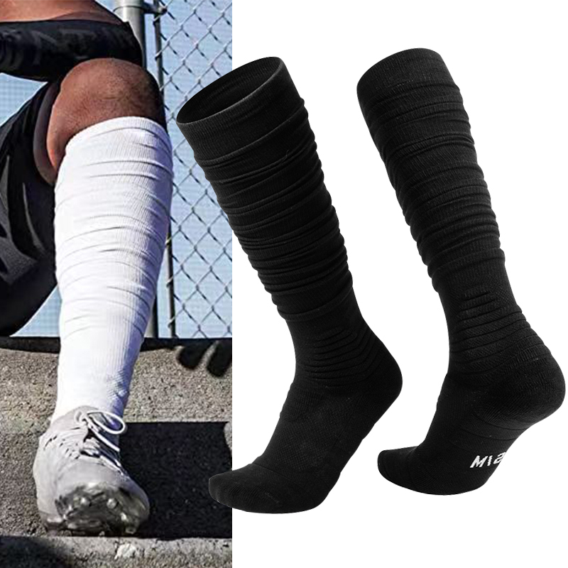 Sports Training Socks, Running Non-Slip Thickened Towel Bottom Wear-Resistant Long Socks, Frisbee Rugby Football High-Top Socks