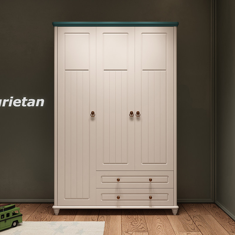 Solid wood children's wardrobe small wardrobe boy two doors three doors baby wardrobe home bedroom simple wardrobe storage cabinet